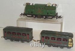 Lionel Prewar O-gauge 250 Green Locomotive, 629 Pullman & 630 Observation Cars