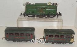 Lionel Prewar O-gauge 250 Green Locomotive, 629 Pullman & 630 Observation Cars