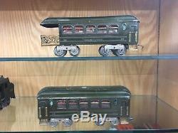 Lionel Standard Gauge 33 Dark Olive Green Six Wheel Loco with Ribbed Cars 35, 36