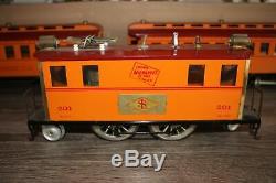 Vtg Standard Gauge Tin Chicago Milwaukee St Paul RR Electric Locomotive & 4 Cars
